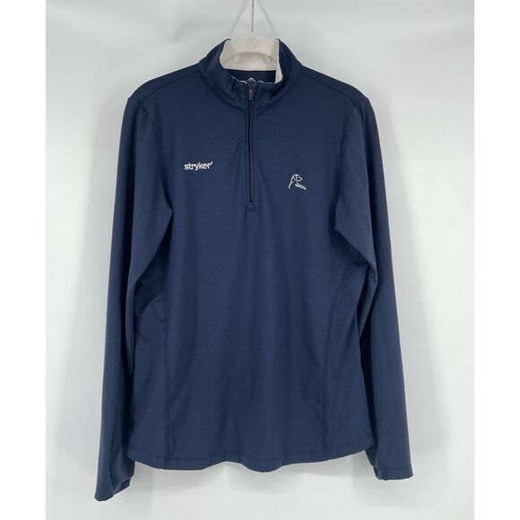 Rhoback Womens 1/4 Zip Pullover Navy Blue Long Sleeve Stryker Logo Size Medium - Picture 1 of 9
